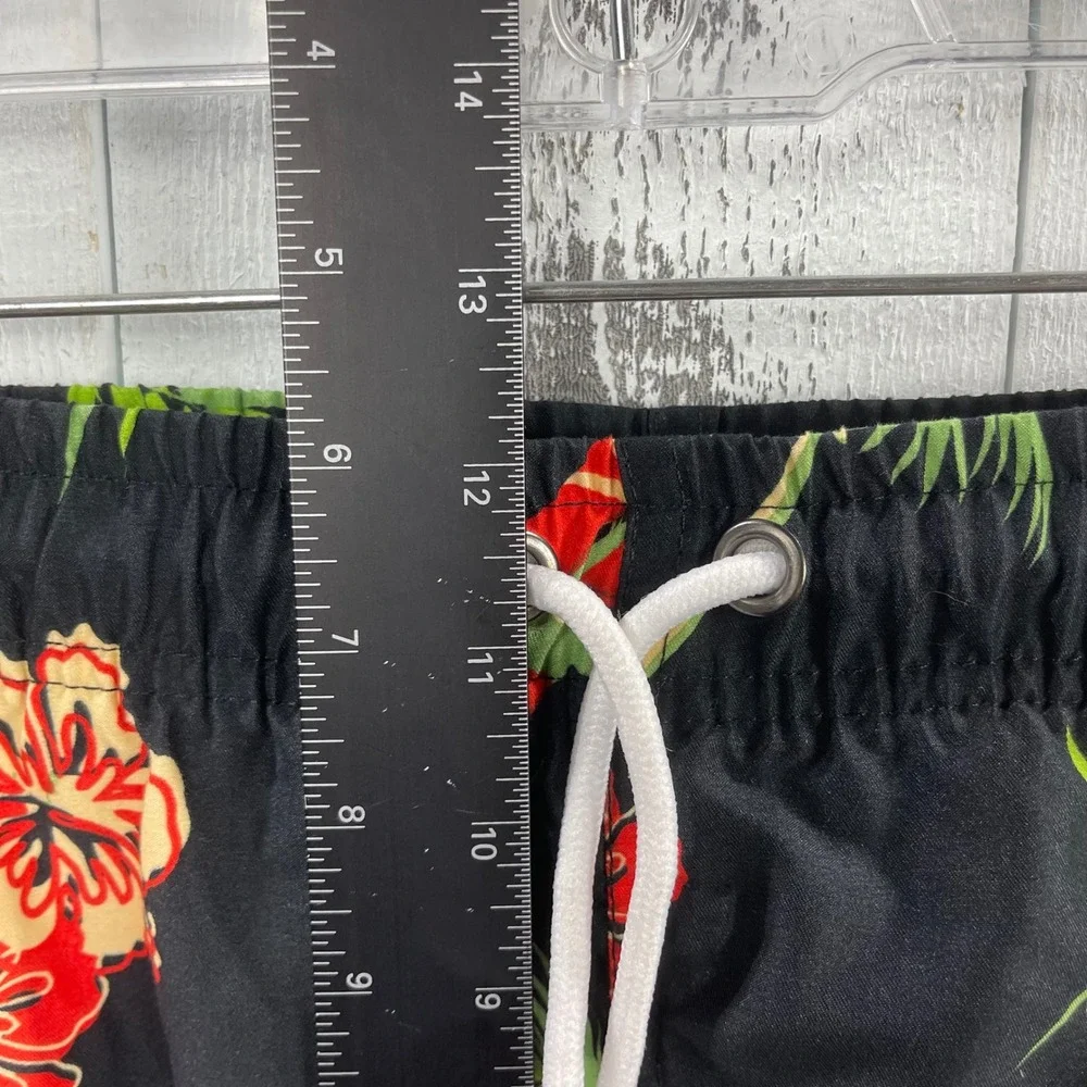 U.S‎ Polo Assn Tropical Swim Trunks XL Black Floral Beach Shorts Mesh